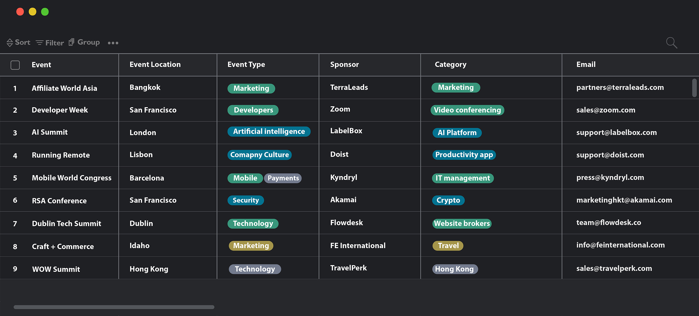Business Event Sponsors